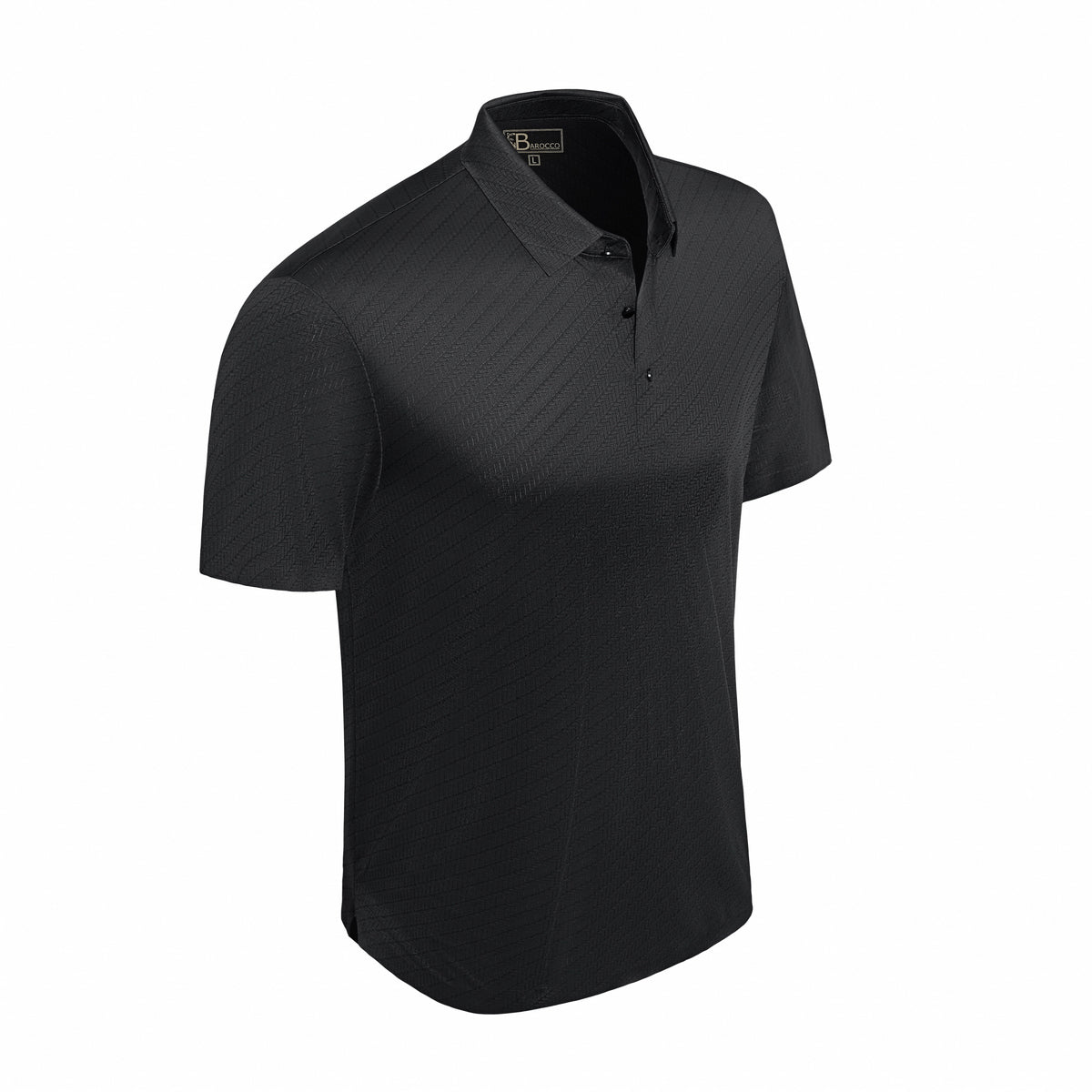 Diagonal Texture Stitchless Men's Polo Black - My Men's Shop