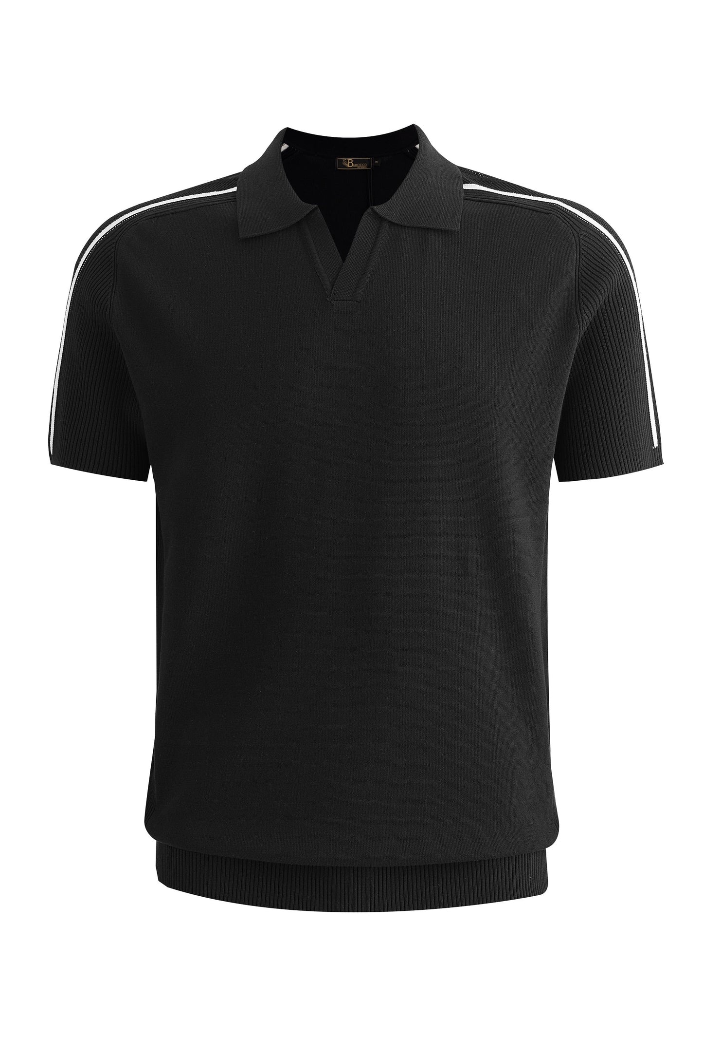 Milano Stripe Collar Polo BLACK