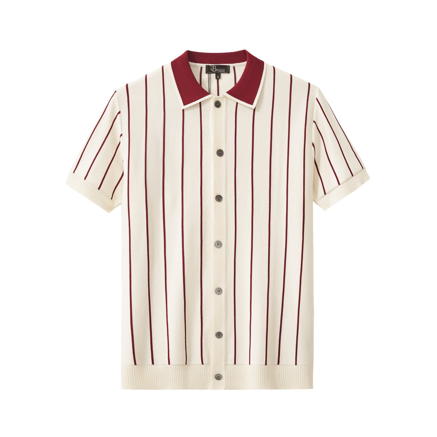 ModStripe Knit Shirt IVORY/WINE - My Men's Shop