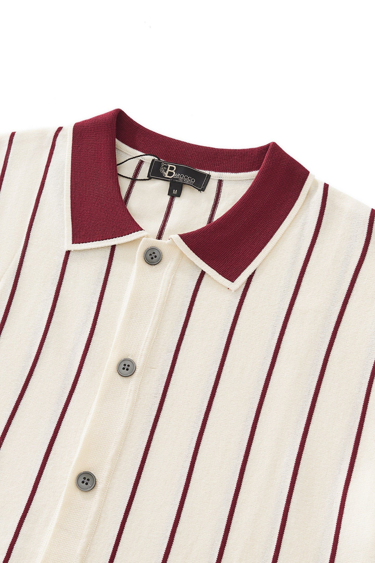 ModStripe Knit Shirt IVORY/WINE - My Men's Shop