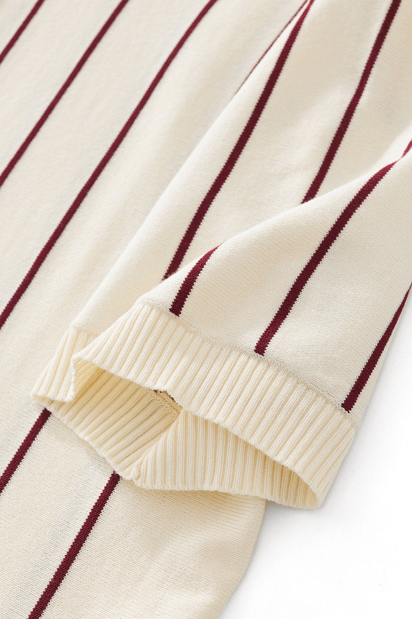 ModStripe Knit Shirt IVORY/WINE - My Men's Shop
