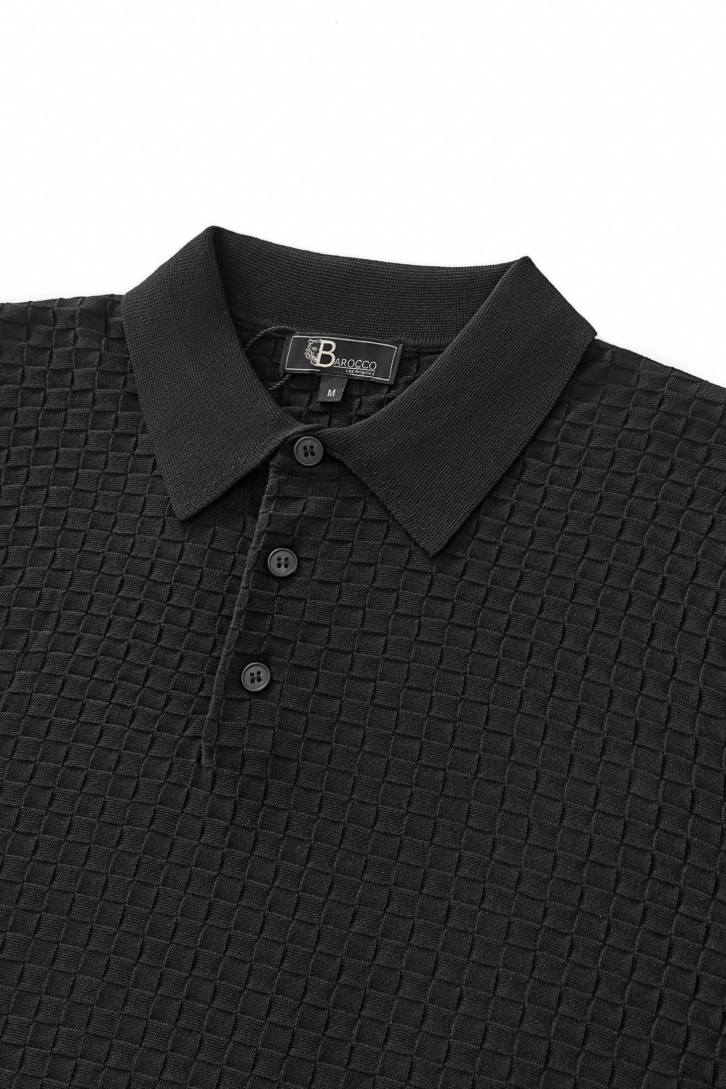 PrimeKnit Button Polo BLACK