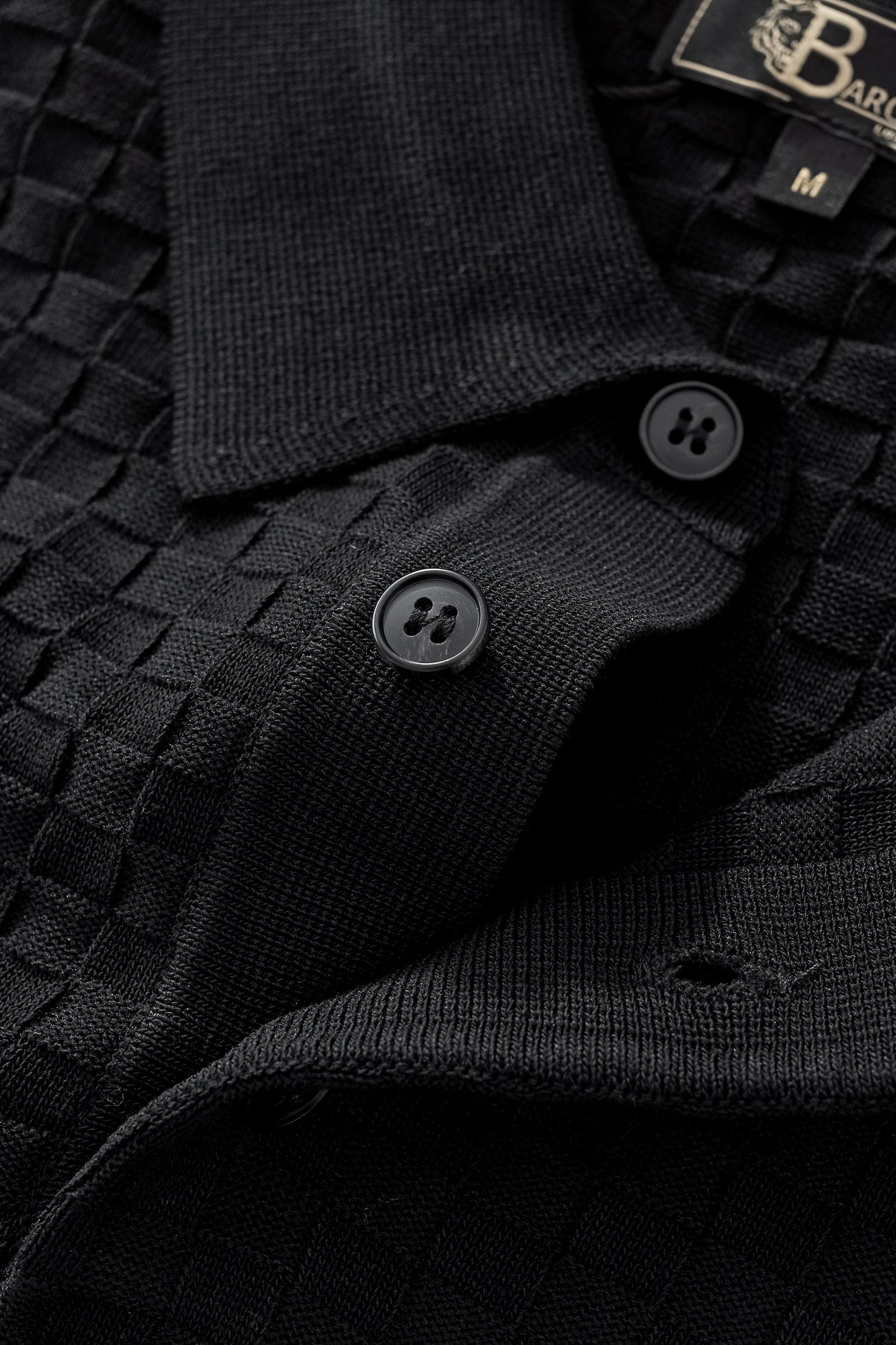 PrimeKnit Button Polo BLACK