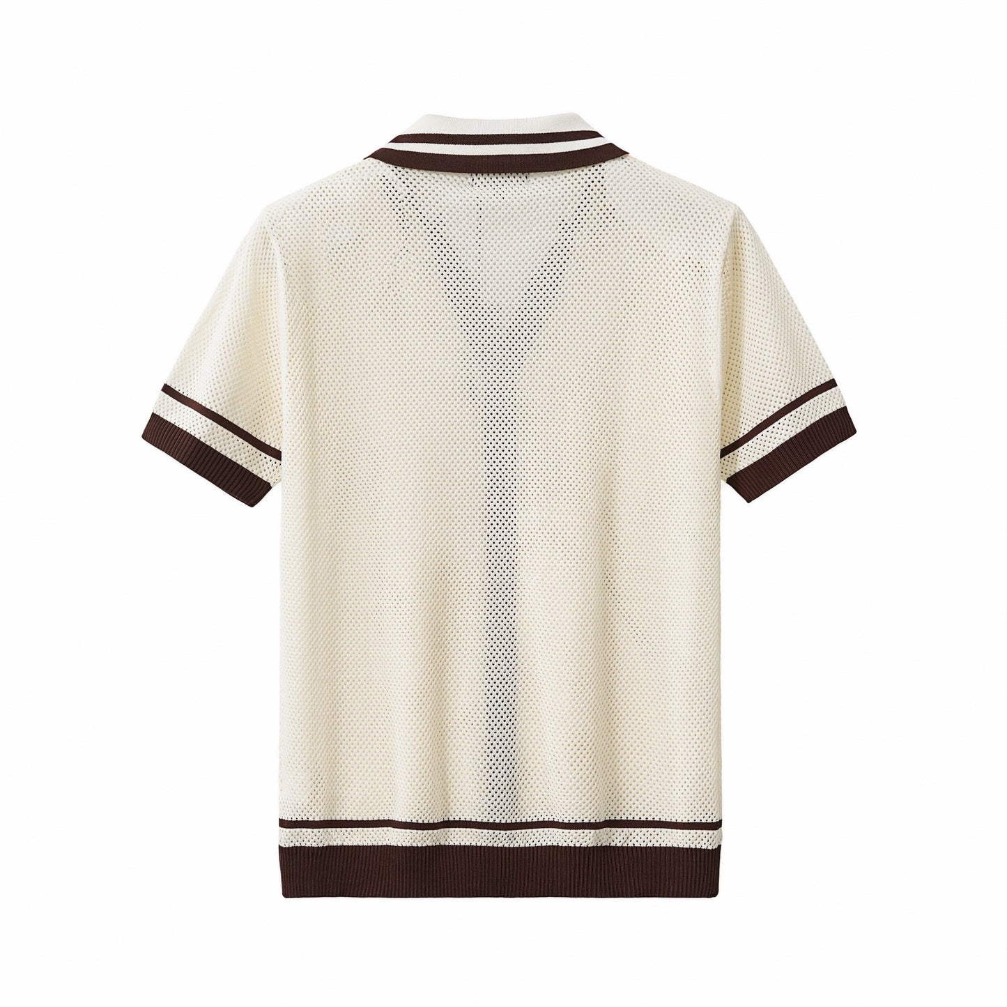 Contrast Trim Mesh Button-Up IVORY