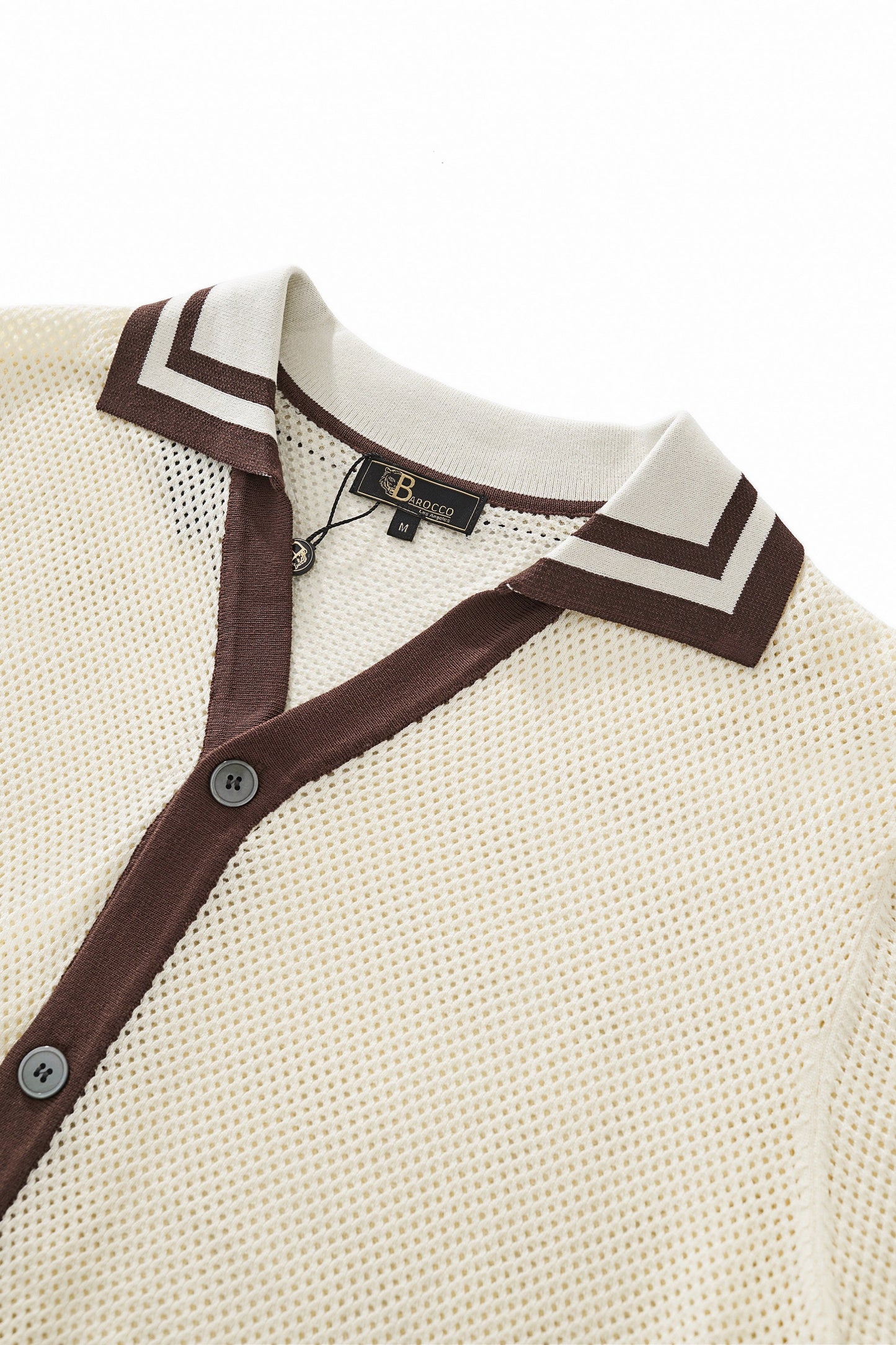 Contrast Trim Mesh Button-Up IVORY