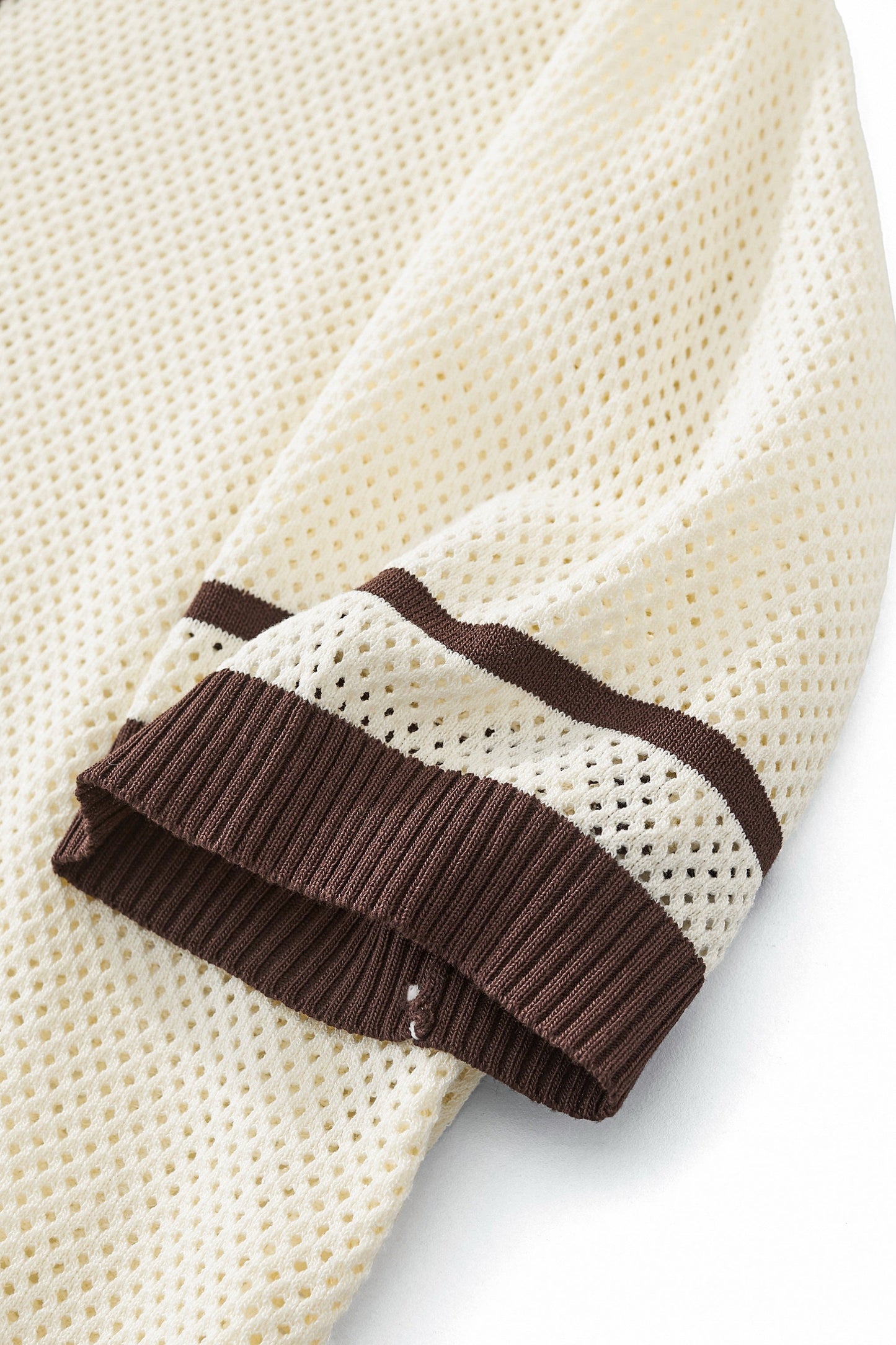 Contrast Trim Mesh Button-Up IVORY
