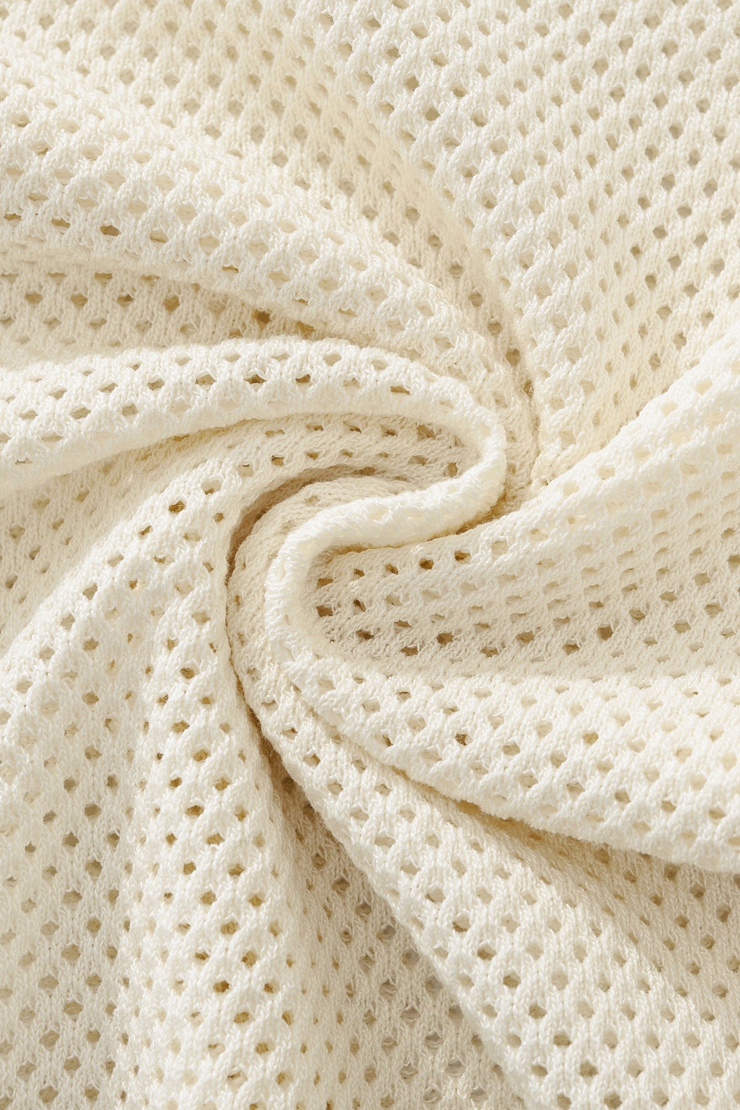 Contrast Trim Mesh Button-Up IVORY