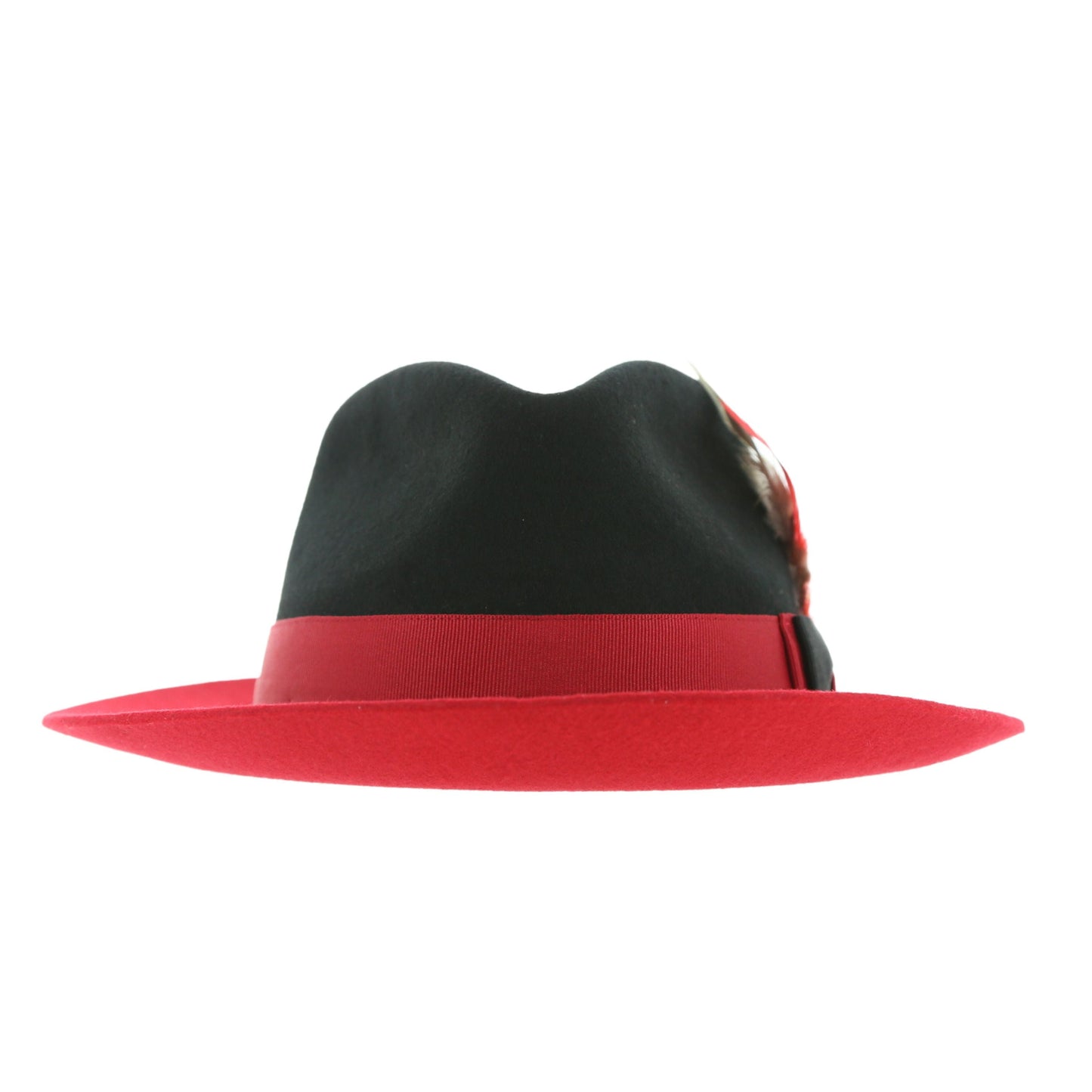 Puck Trilby Ferrecci Two Tone Black Crown & Red Brim Trilby Hat