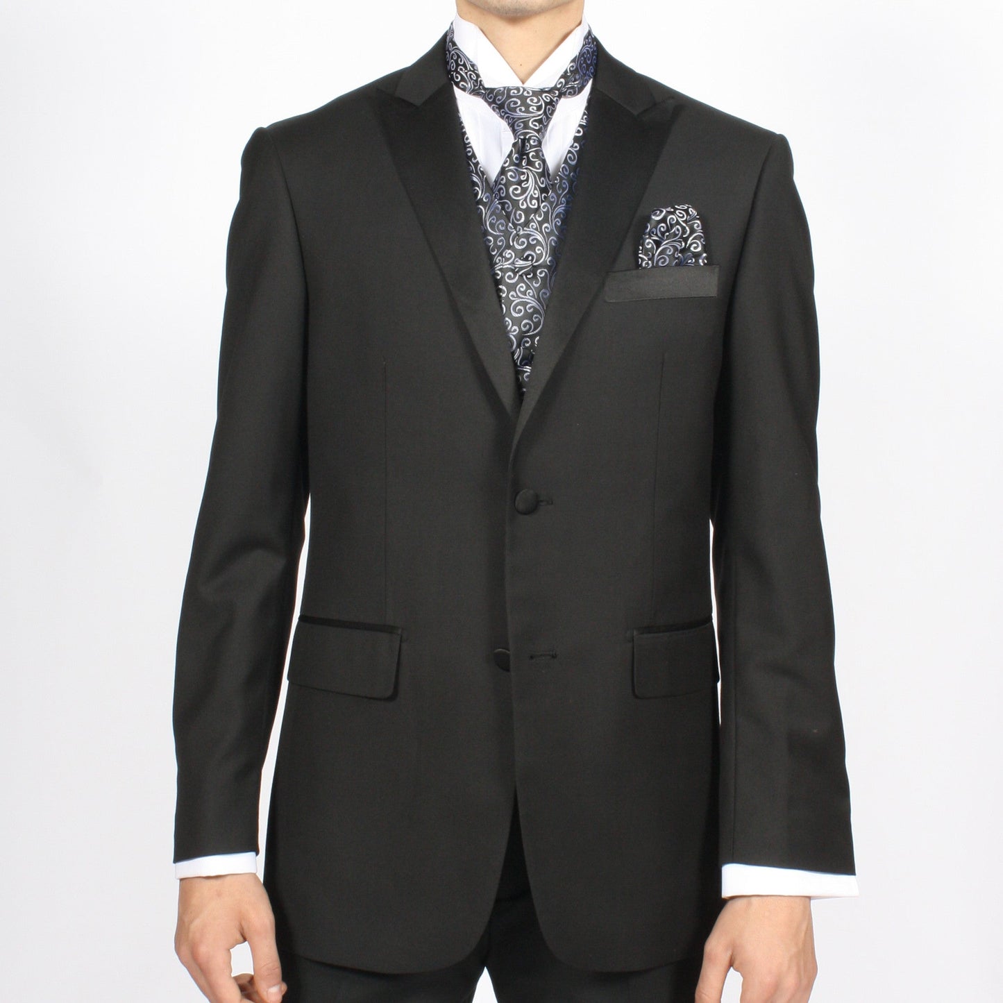Ferrecci Mens PV50-1 Black Silver with Black Back Vest Set