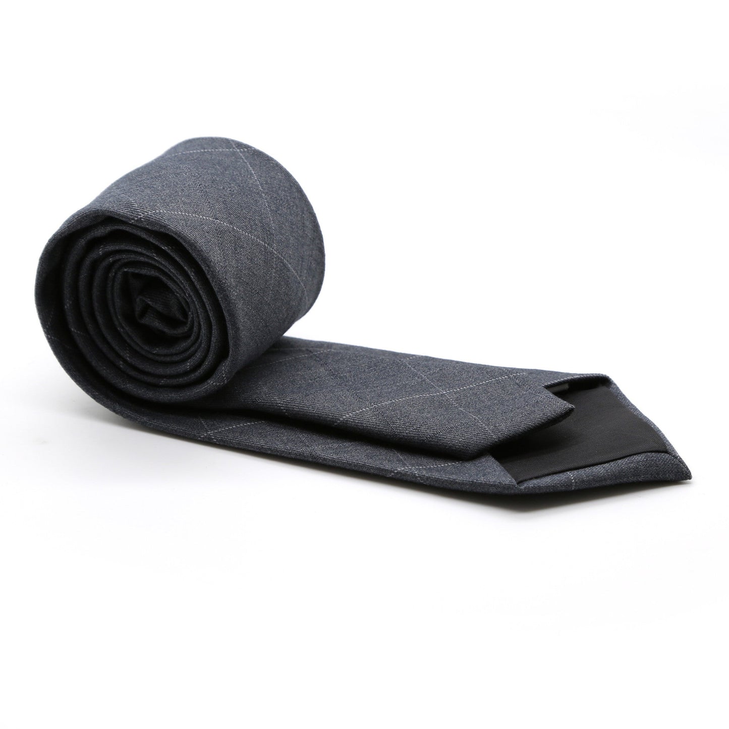 Slim Grey Plaid Neckties & Handkerchief