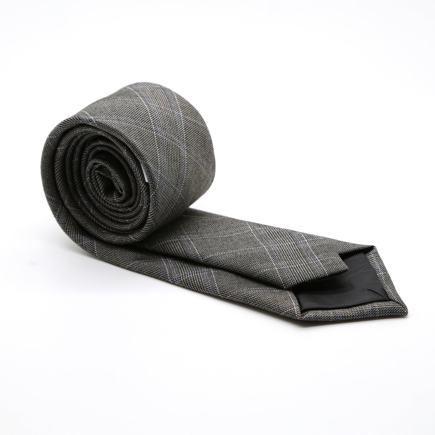 Slim Charcoal and Pink With Hint Of Sky Blue Plaid Neckties & Handkerchief