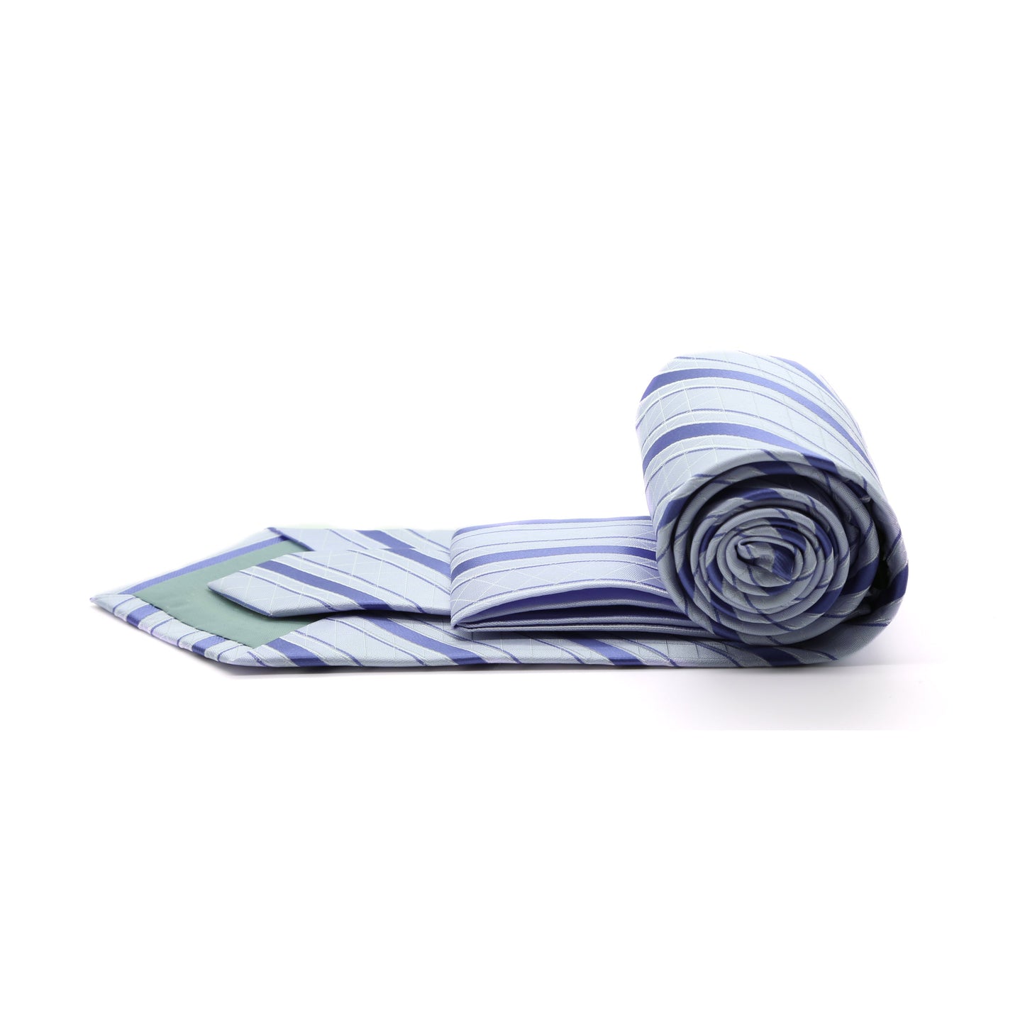 Ferrecci Mens Lavender/Purple Striped Pattern Necktie with Handkerchief Set