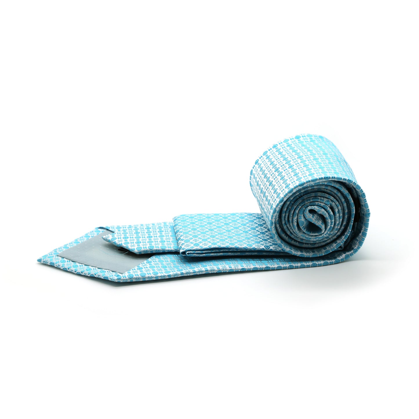Ferrecci Mens Turquoise Geometric Necktie with Handkerchief Set