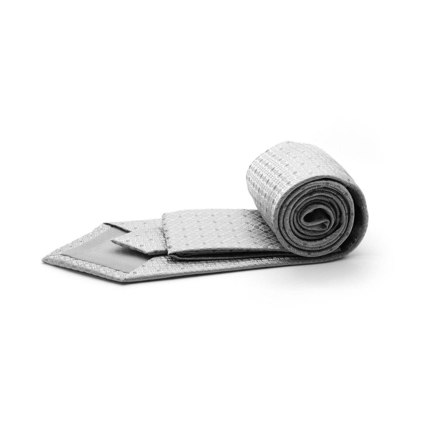 Ferrecci Mens Grey Geometric Necktie with Handkerchief Set