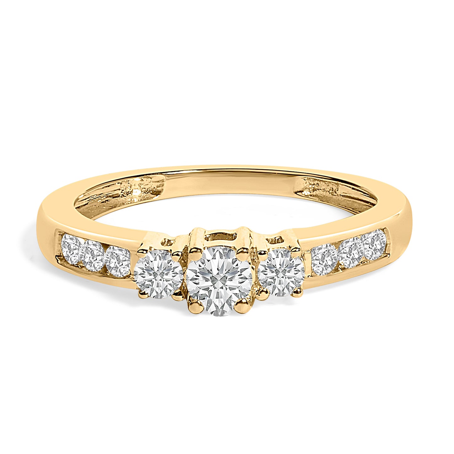 Anillo de oro blanco de 10K con diamante de 1/2 quilate de tres piedras