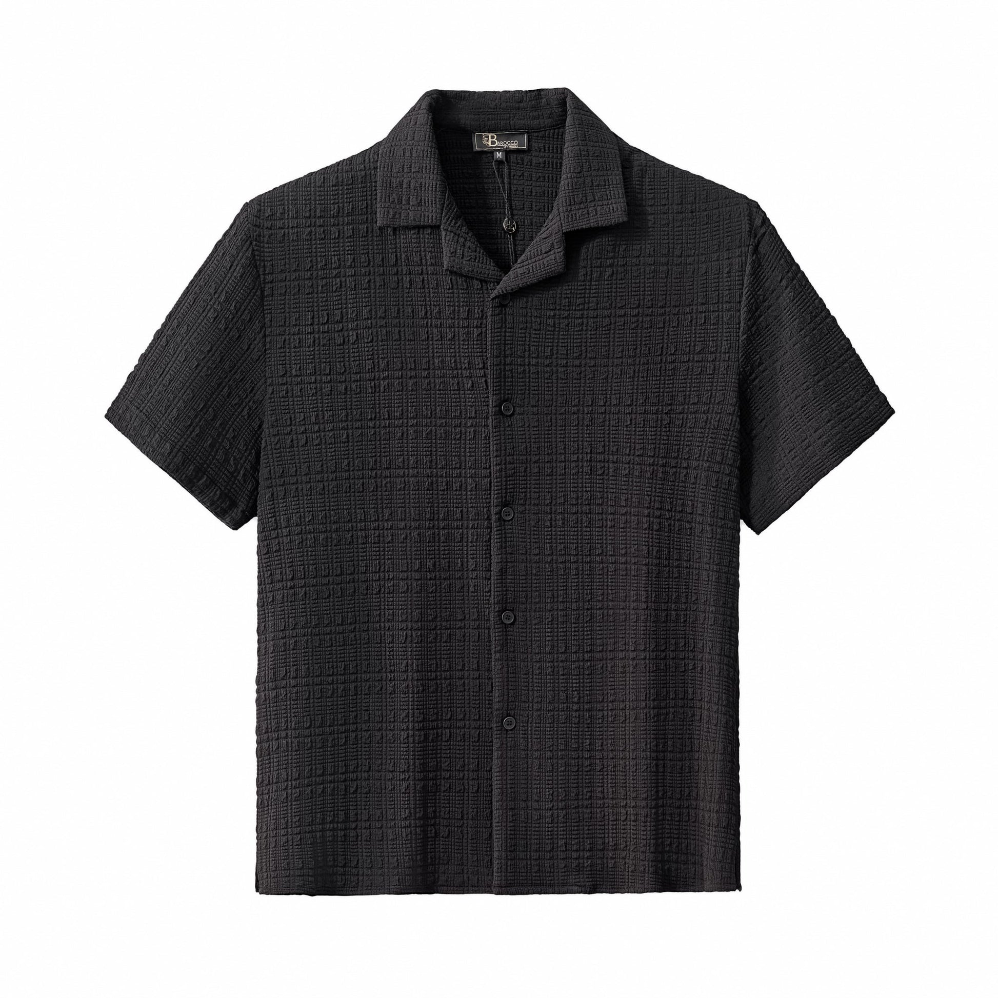 Loft Set – Textured Short Sleeve Shirt & Pant BLACK - My Men's Shop