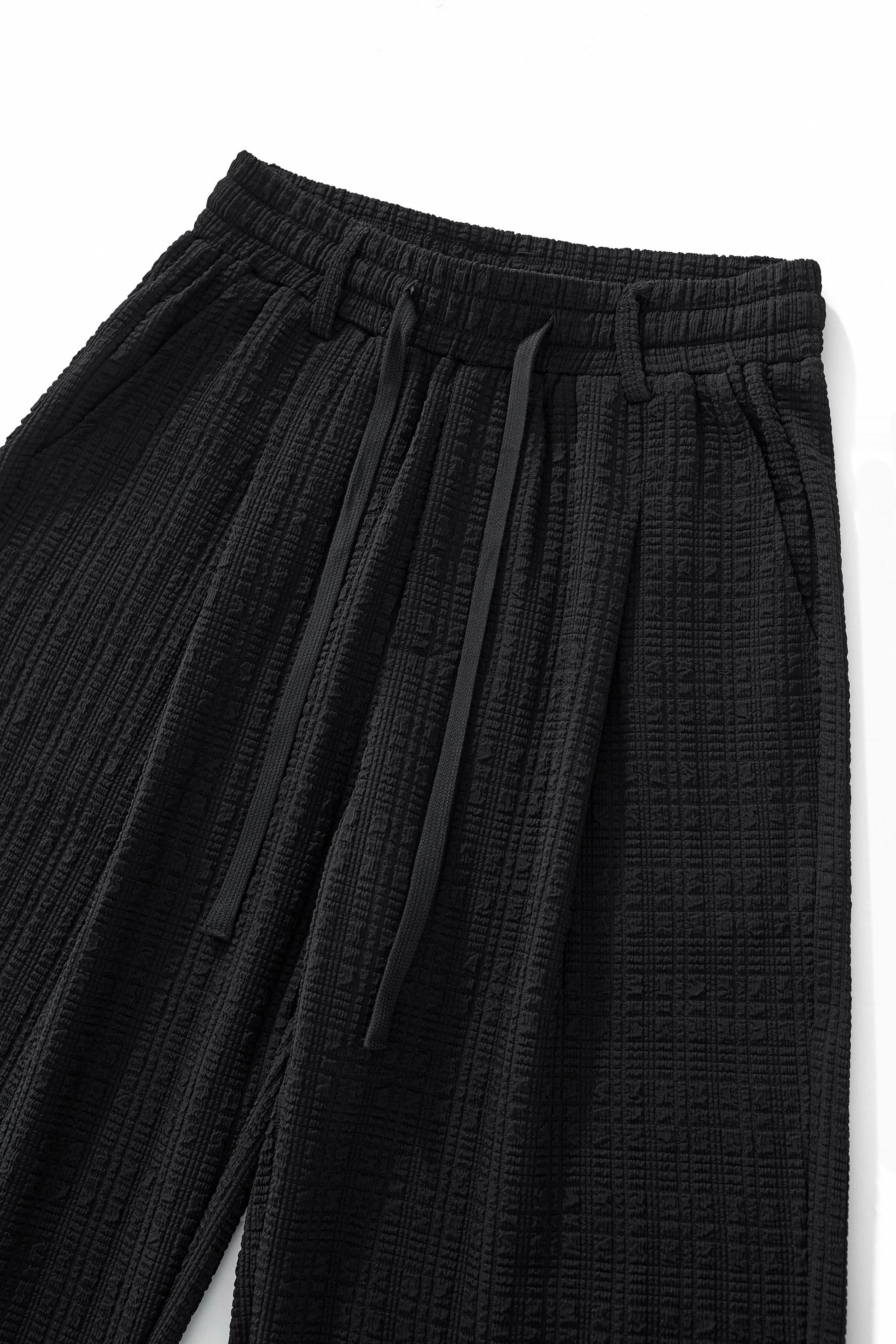 Loft Set – Textured Short Sleeve Shirt & Pant BLACK - My Men's Shop