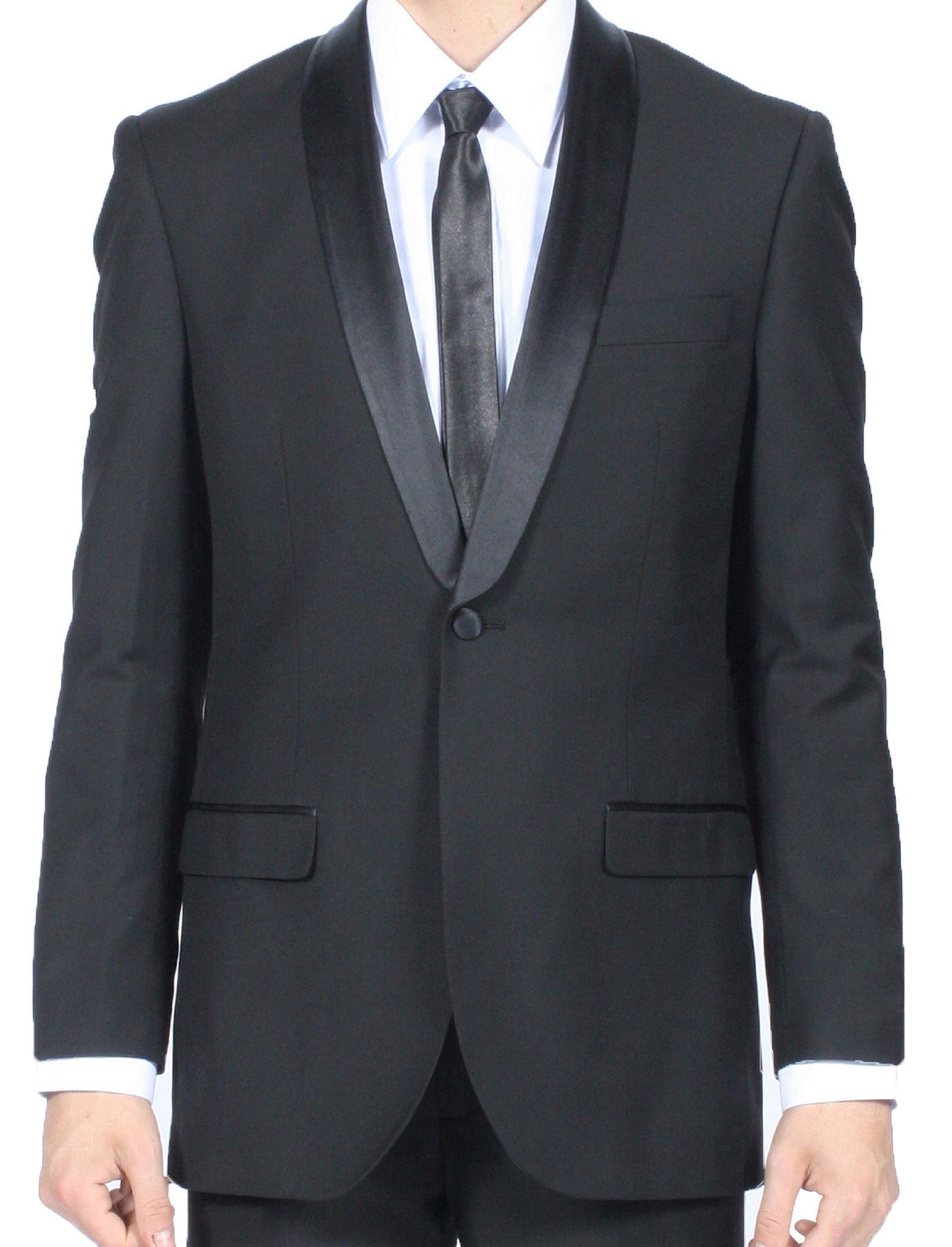 Premium 2pc Shawl Collar Black Slim Fit Tuxedo