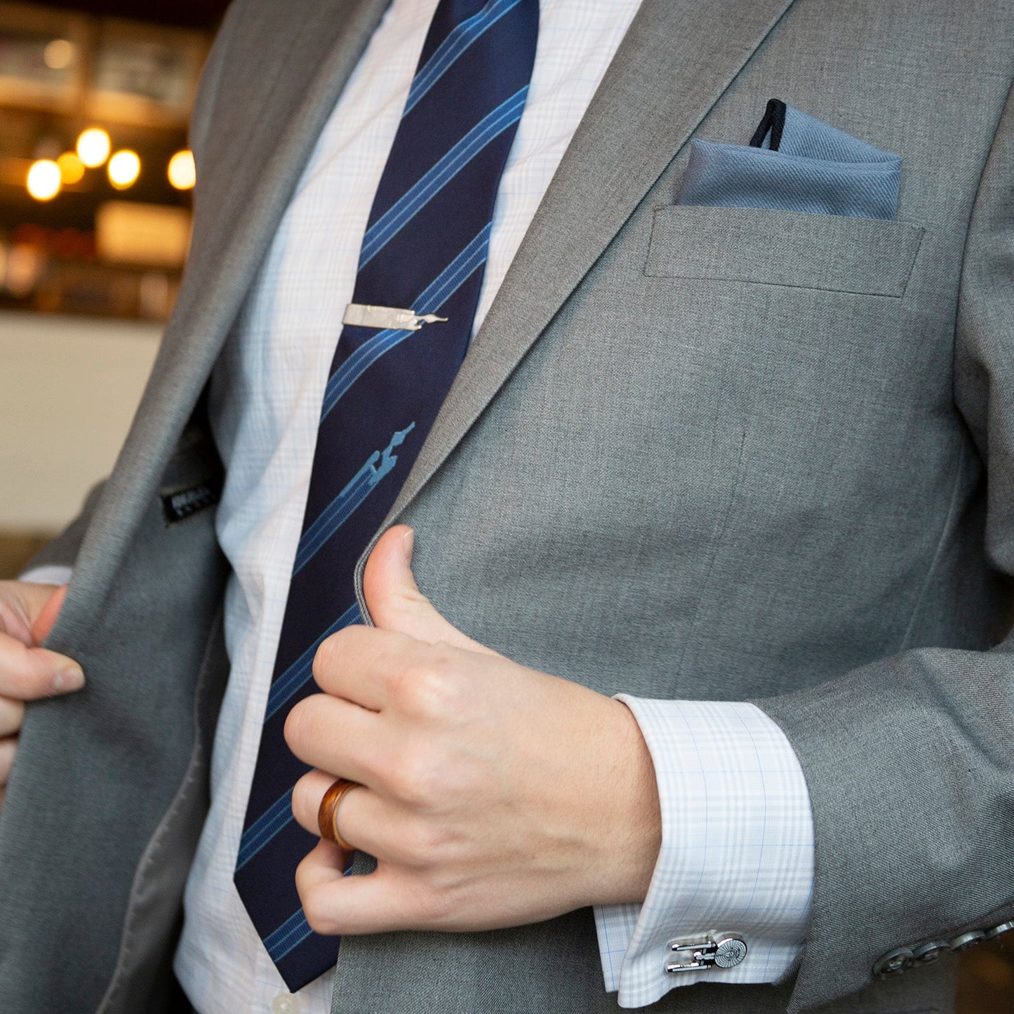 Corbata de hombre a rayas azules Star Trek Enterprise Flight