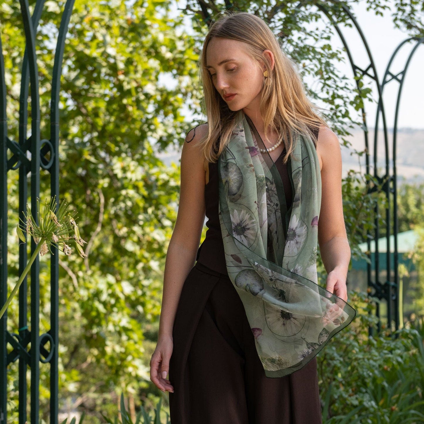 Botanica - Long Silk Scarf - Green - My Men's Shop