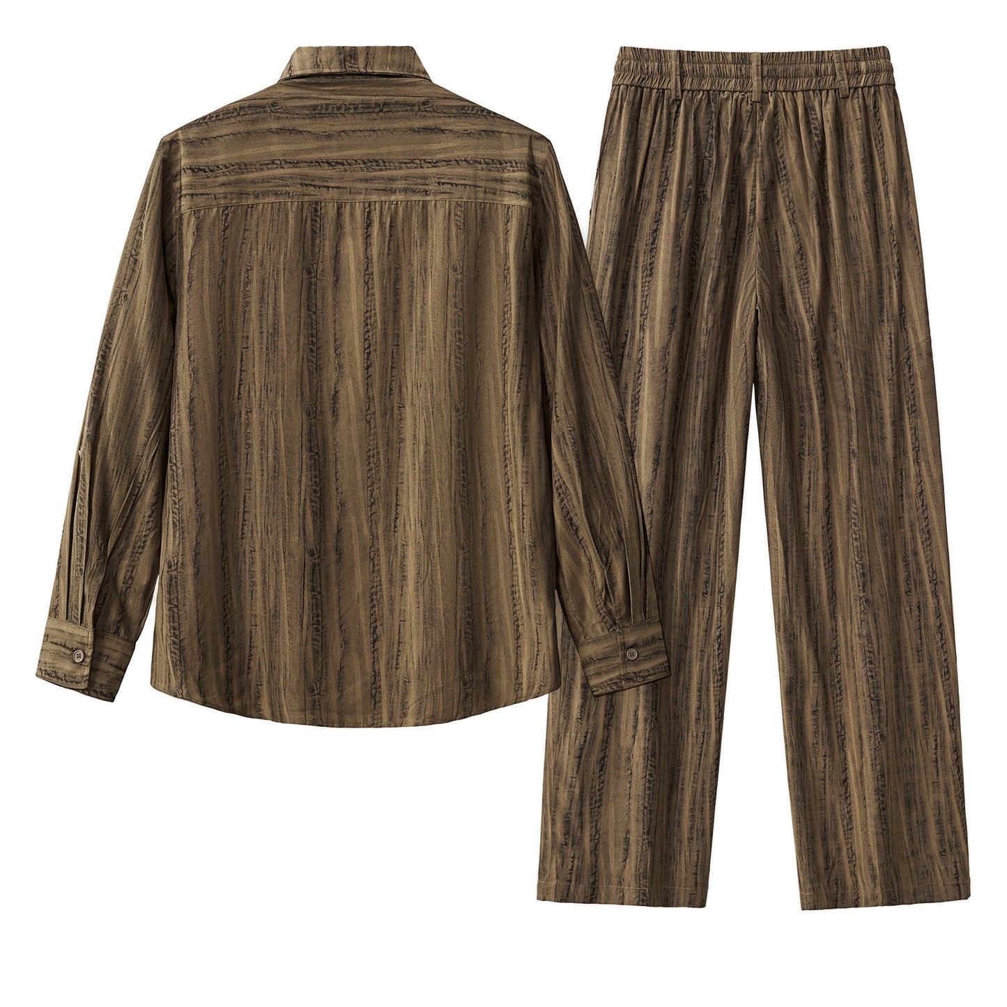 Strata Set – Printed Long Sleeve Shirt & Pant BROWN - My Men's Shop