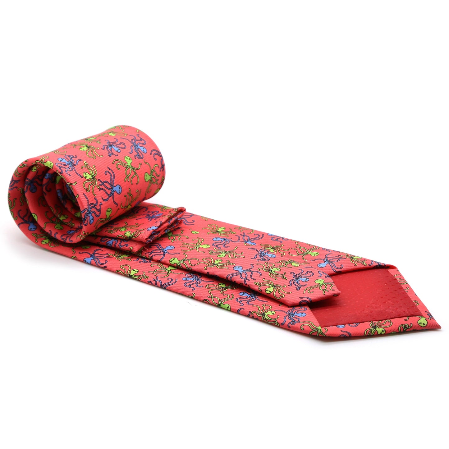 Octopus Coral Necktie with Handkerchief Set