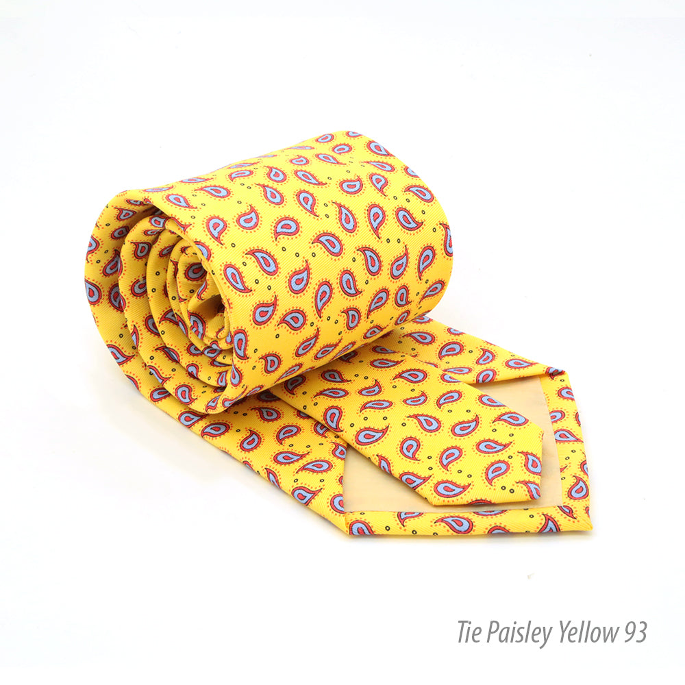 Paisley Yellow Necktie with Handkerchief Set