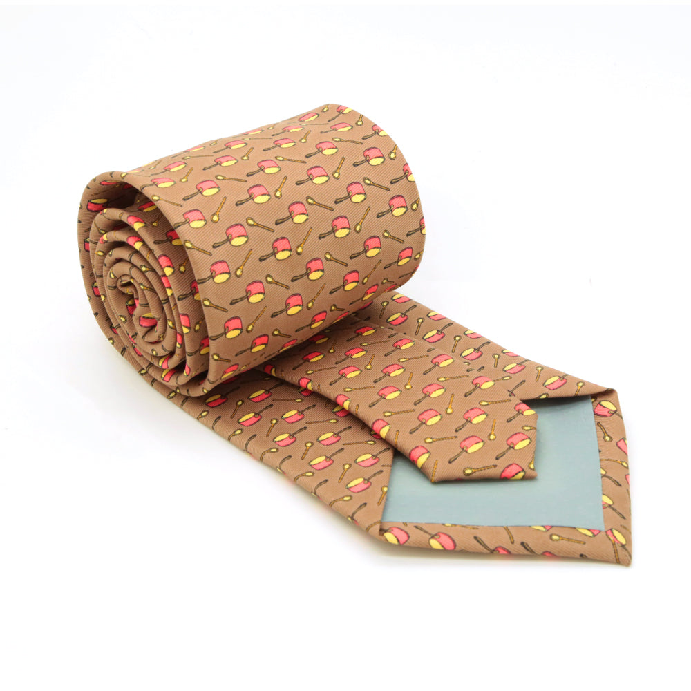 Pots Brown Necktie with Handkerchief Set