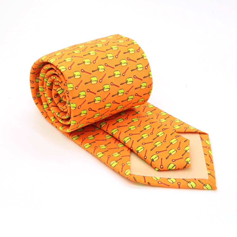 Pots Orange Necktie with Handkerchief Set