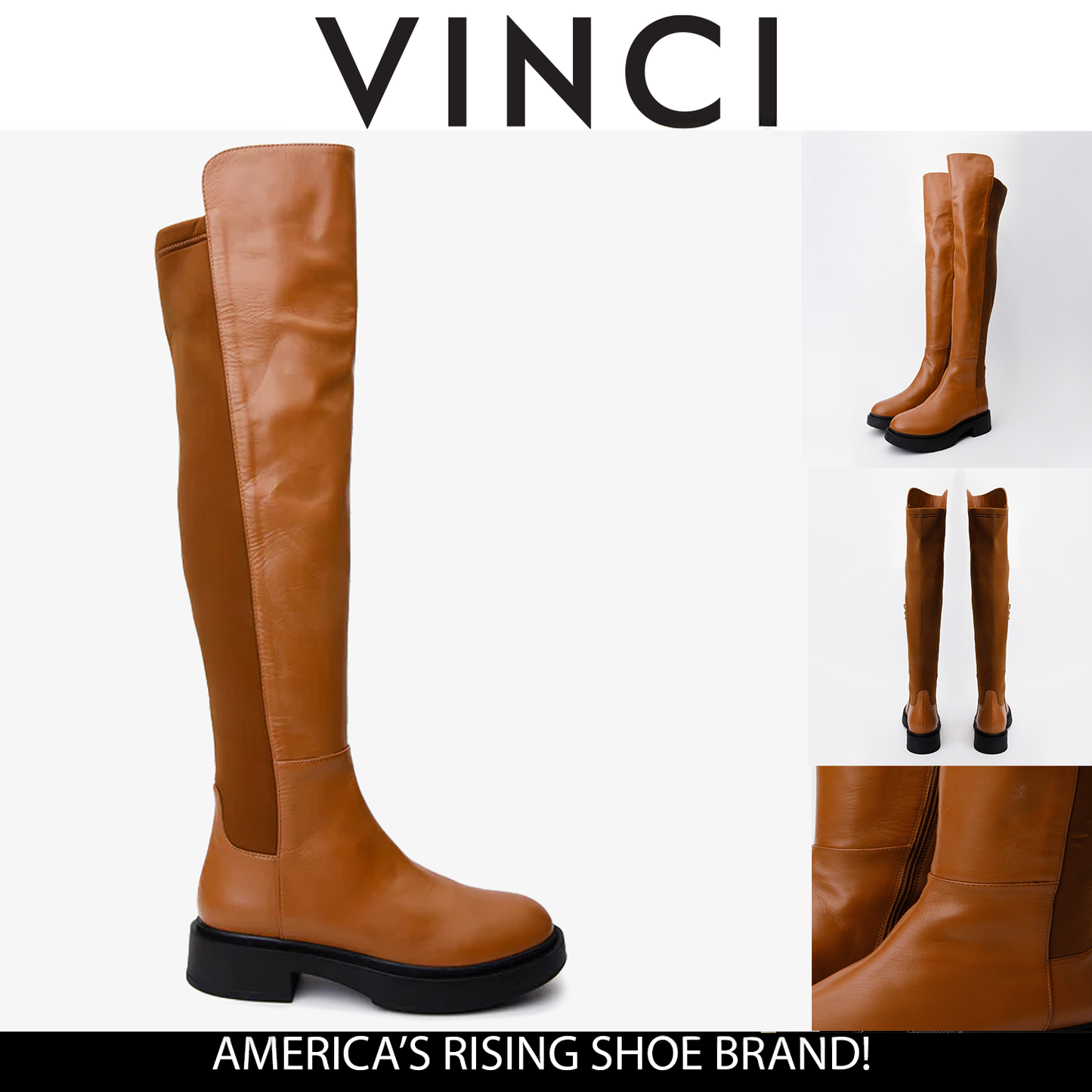 The Harmony Belle Tan Leather Knee High Women Boot