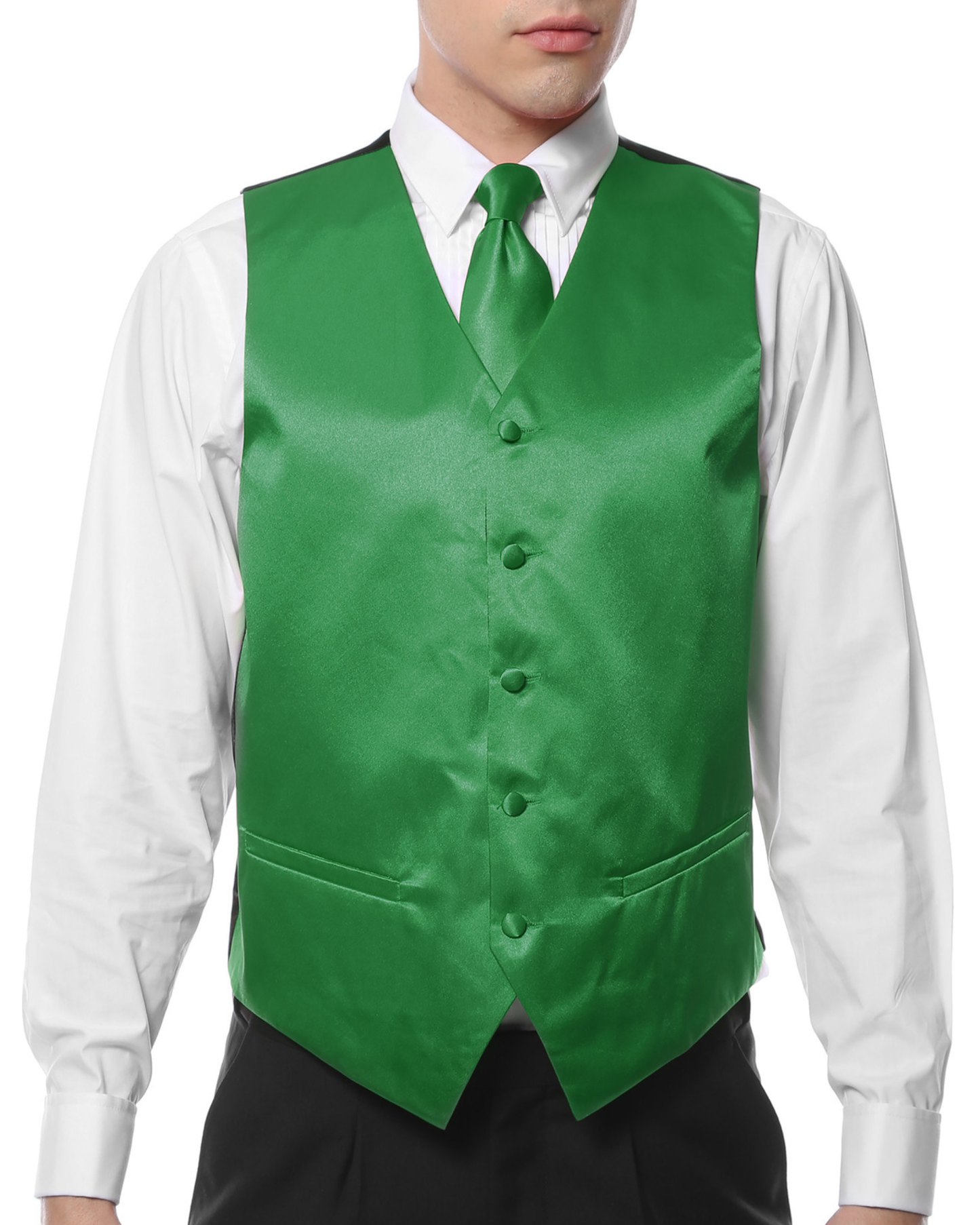 Ferrecci Mens PV600 - Green with White Back Adjustable Vest Set