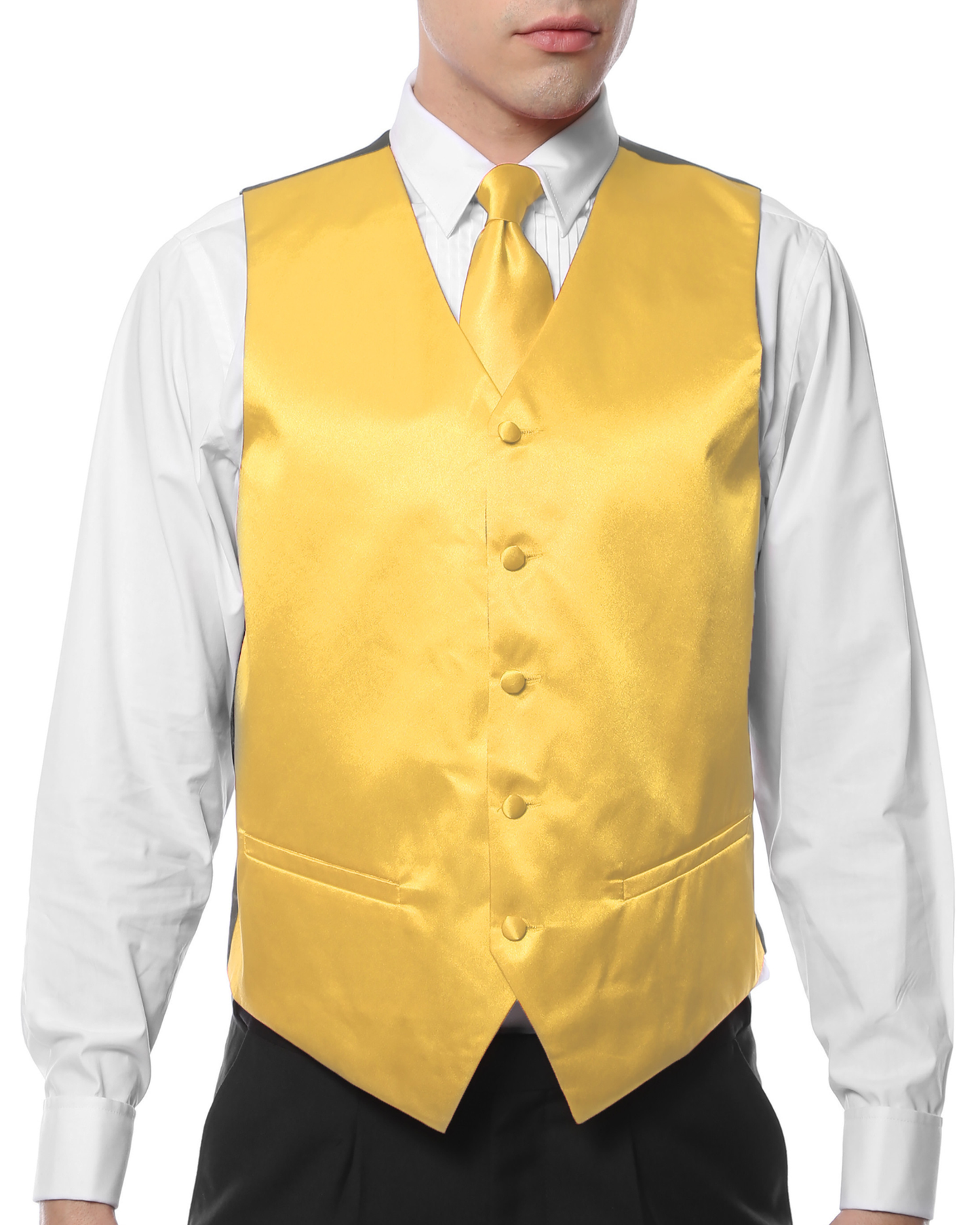 Ferrecci Mens PV600 - Yellow with White Back Adjustable Vest Set