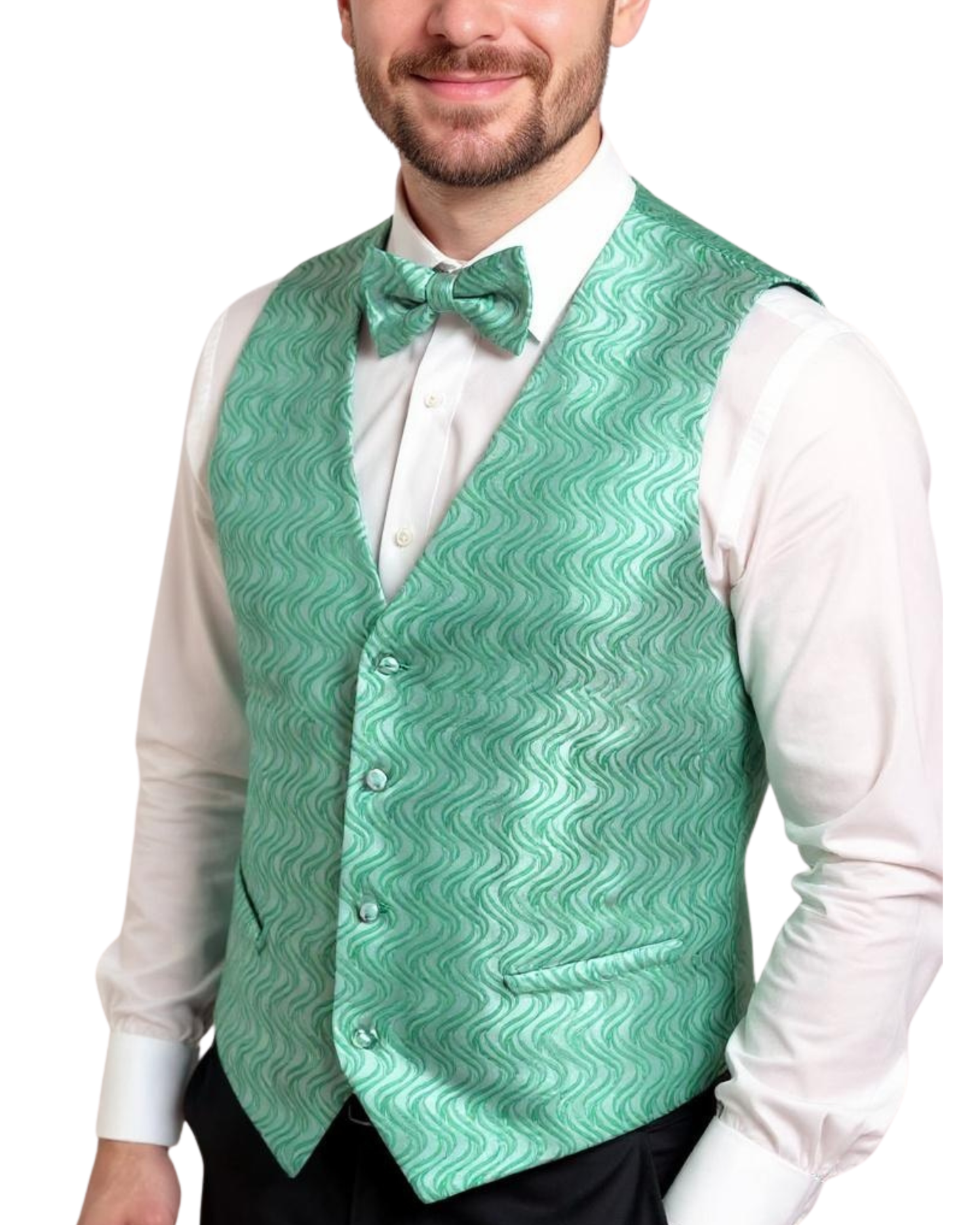 Ferrecci Mens PV150 - Green with White Back Adjustable Vest Set