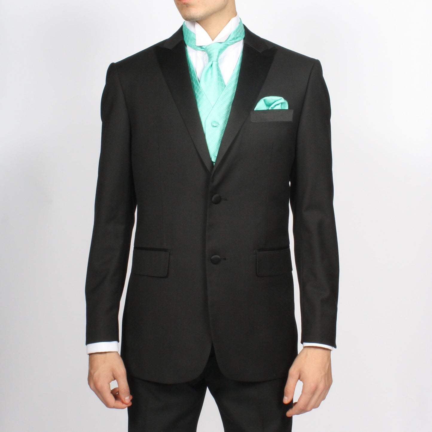 Ferrecci Mens PV300 - Light Turquoise with Black Back Adjustable Diamond Vest Set