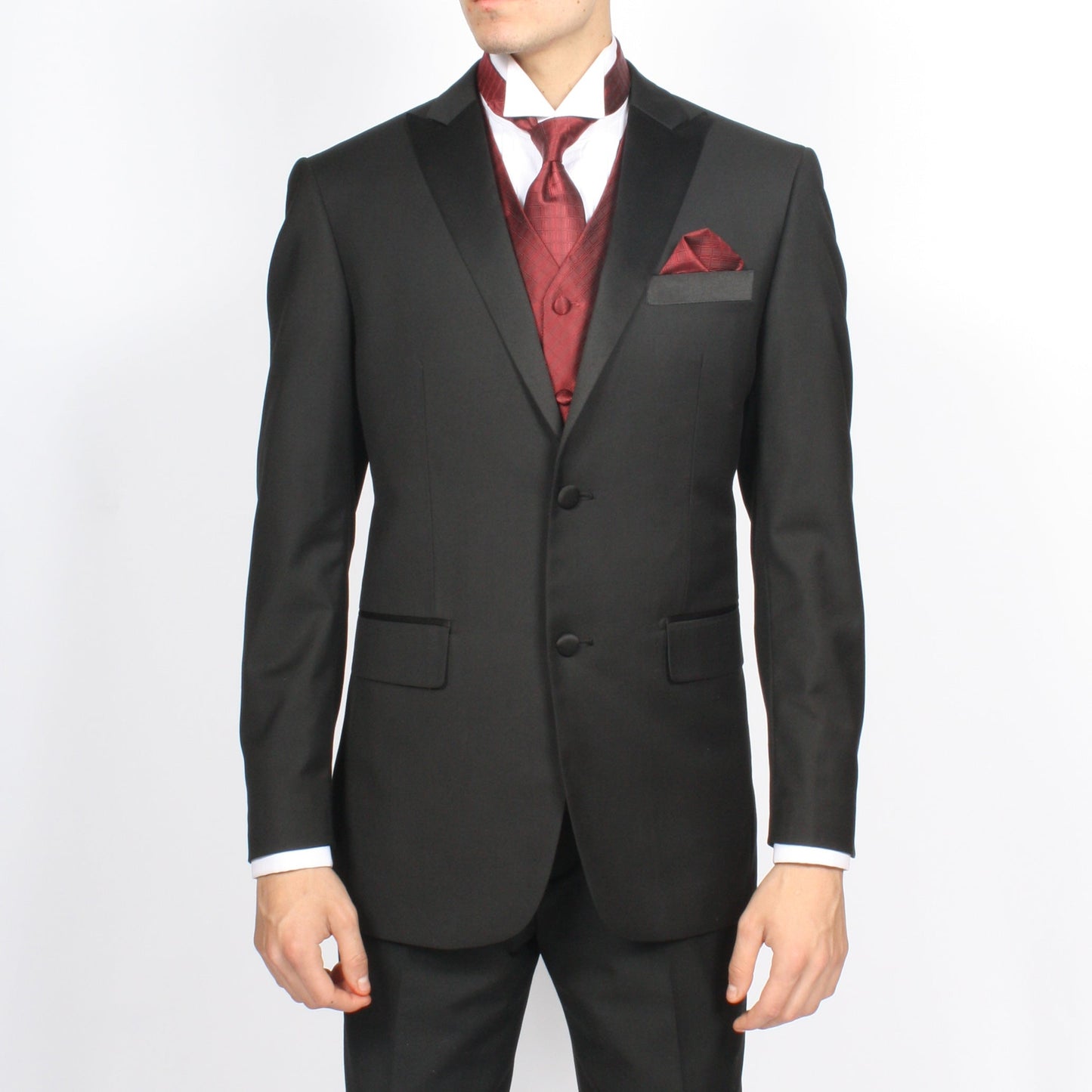 Ferrecci Mens PV300 - Dark Red with Black Back Adjustable Diamond Vest Set