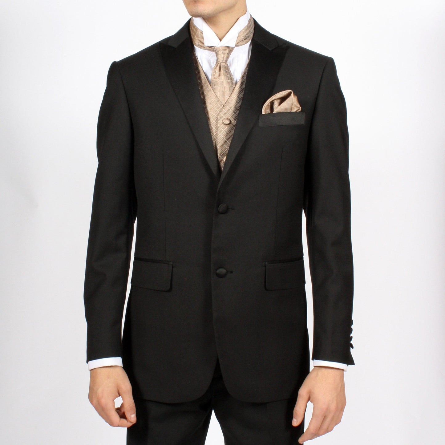 Ferrecci Mens PV300 - Champagne with Black Back Adjustable Diamond Vest Set