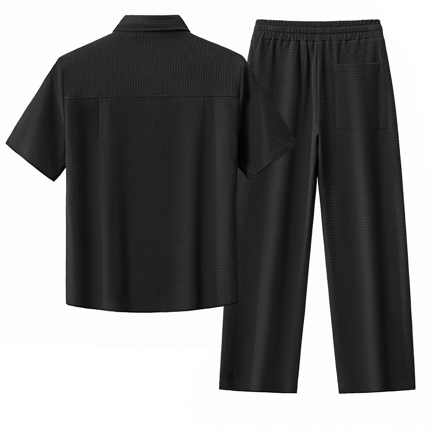 Vista Set – Waffle Textured Shirt & Pant BLACK - My Men's Shop