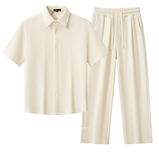 Vista Set – Waffle Textured Shirt & Pant TAUPE - My Men's Shop