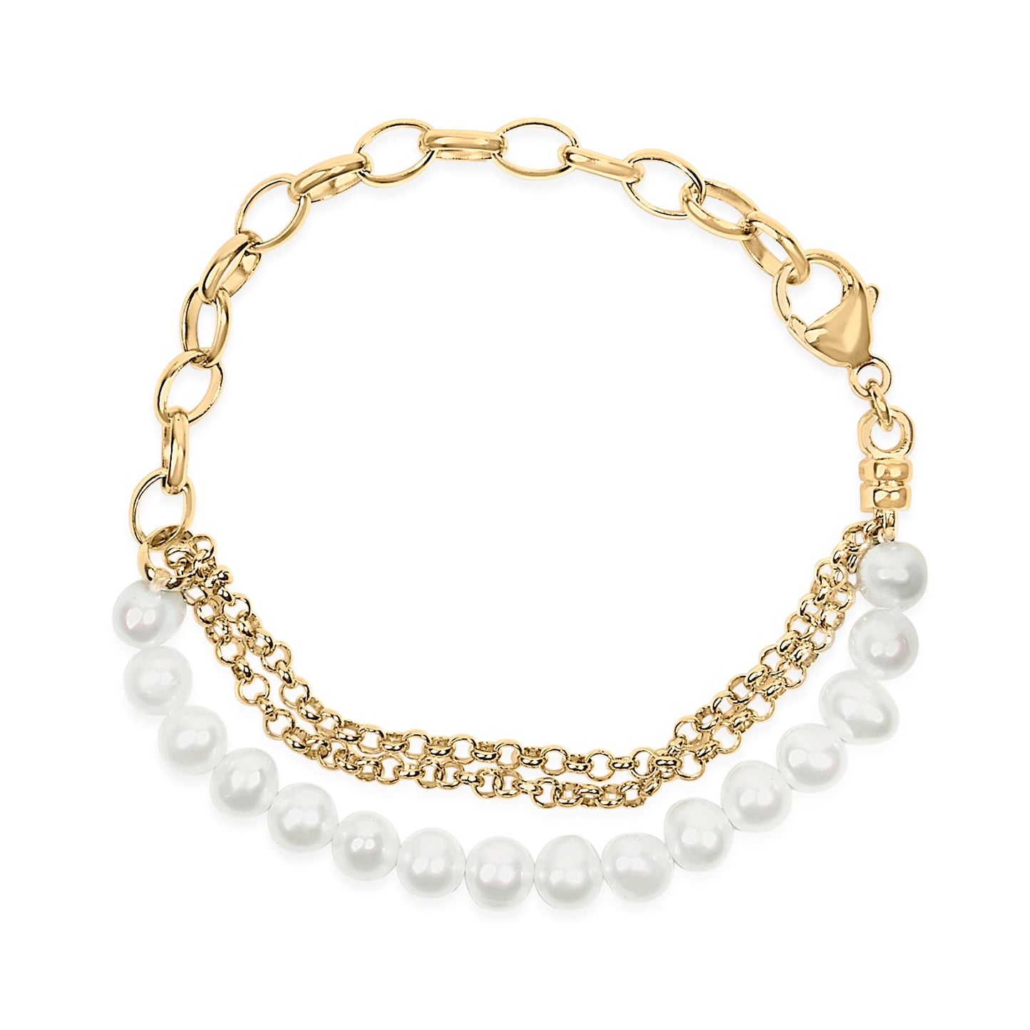 Pulsera de eslabones con perlas cultivadas y vermeil de oro amarillo de 18K