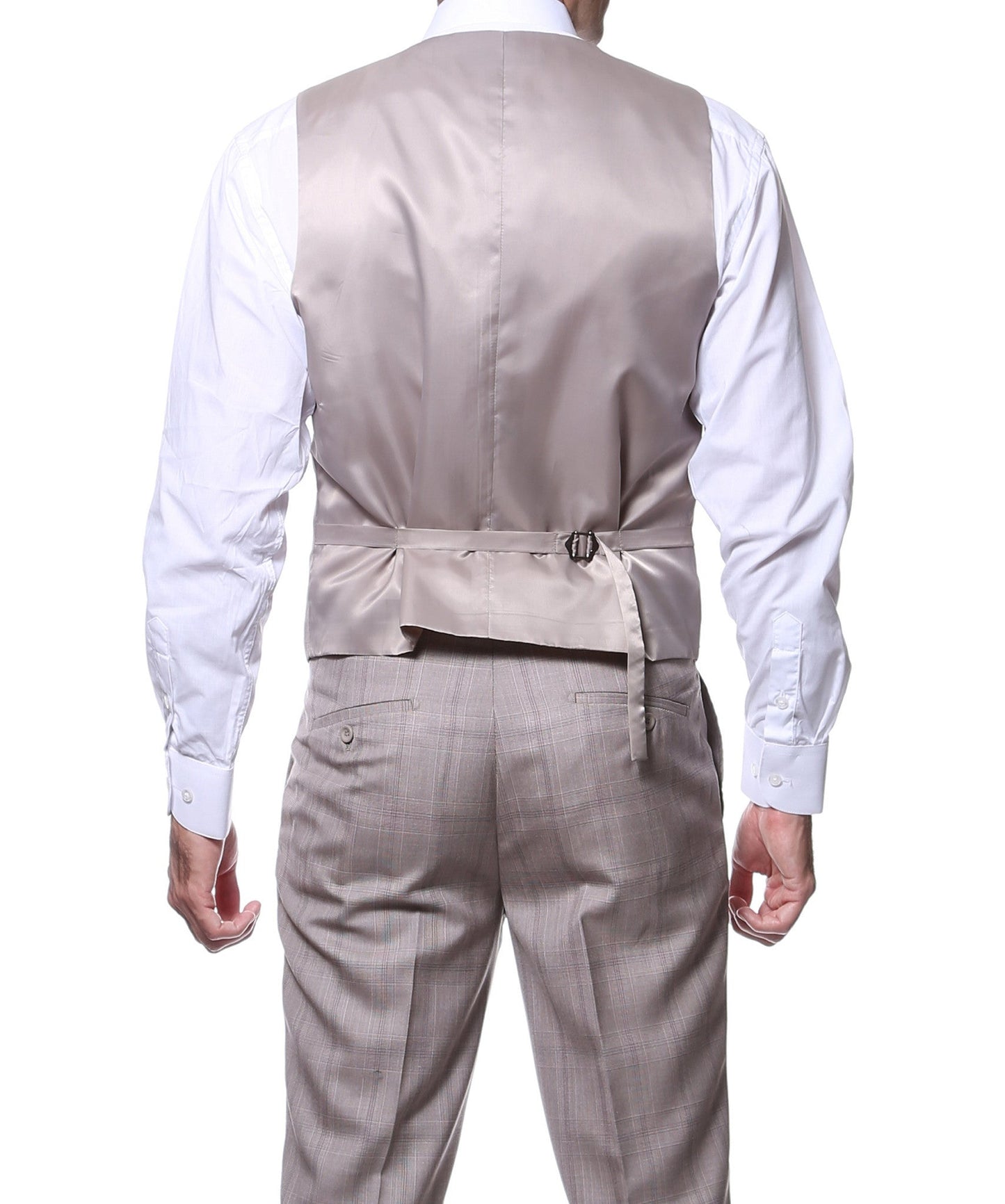 Zillo Sierra Tan 3pc Vested Slim Fit Plaid Suit