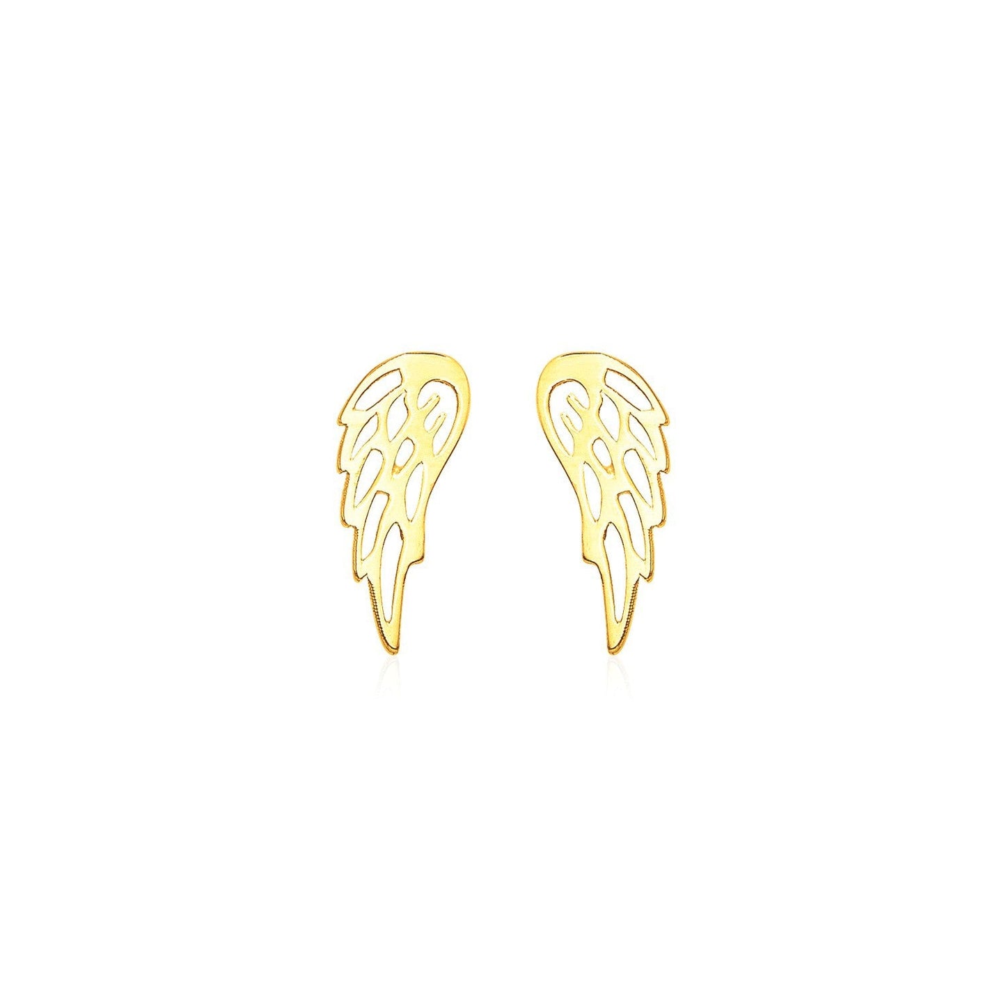 Pendientes de poste de alas pulidas de oro amarillo de 14k