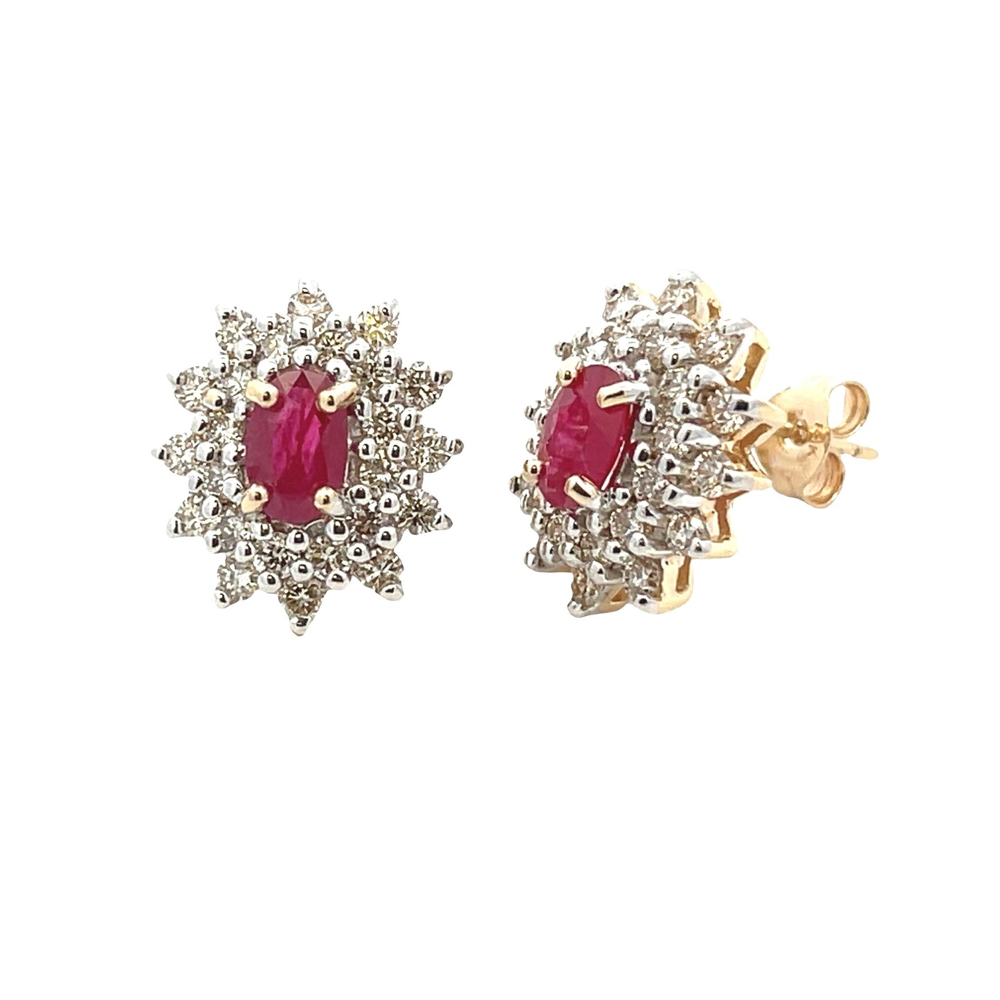 Pendientes de Rubí y Diamantes de 2.30ct en Oro Amarillo de 14KT