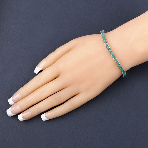 Pulsera de plata de ley .925 con esmeralda genuina de 7,48 quilates