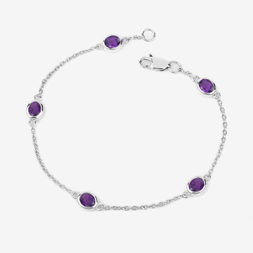 Pulsera de plata de ley .925 con amatista genuina de 1,70 quilates