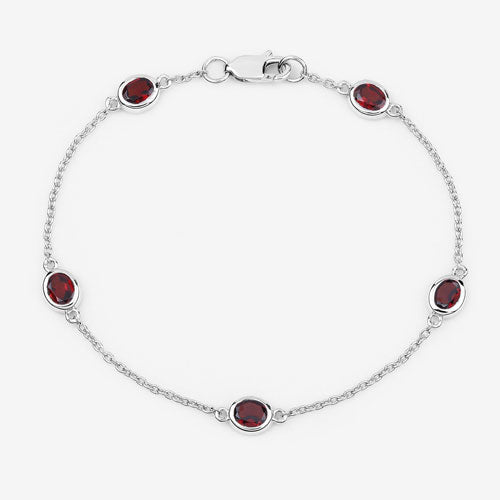 Pulsera de plata de ley .925 con granate auténtico de 2.25 quilates