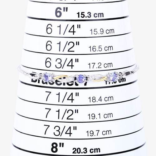 Pulsera de 0,77 quilates de tanzanita genuina y zafiro blanco de plata de ley 925