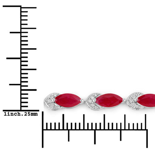 Brazalete de oro blanco de 14 quilates con rubí auténtico de 6,79 quilates y diamantes blancos