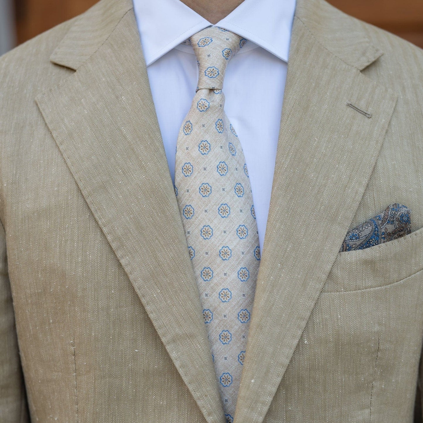 Antinori - Printed Silk Tie - Beige - My Men's Shop