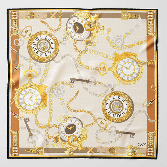Like Clockwork - Silk Pocket Square - Beige - My Men's Shop