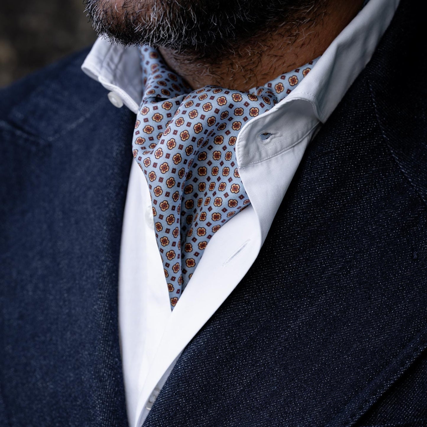 Navona - Silk Ascot Cravat Tie - Azure - My Men's Shop